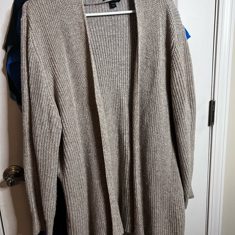 Beige and white sweater cardigan